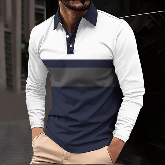 Men's Golf Casual T-Shirt Mens Golf Shirts Long Sleeve Lightweight Breathable Moisture Wicking Loose Casual Basic Tee Shirts Navy M