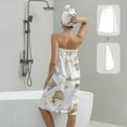thumbnail image 2 of Colevkie Women's 2 Pieces Bath Wrap Towel and Hair Drying Cap Set Adjustable Quick Drying Beach Towel Shower Cap Bath Skirt for Bathroom Spa Sauna Printed Cartoon Toys Pattern, 2 of 8