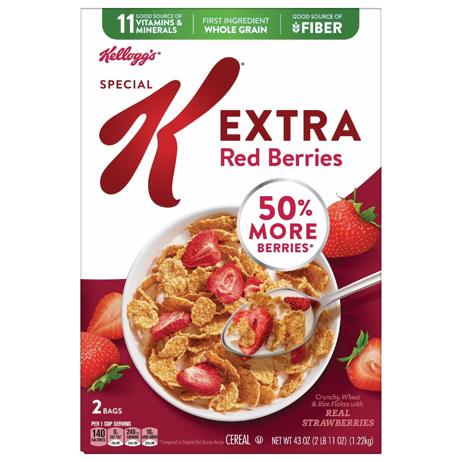 Kellogg's Special K Extra Red Berries Cereal, 43 Ounce
