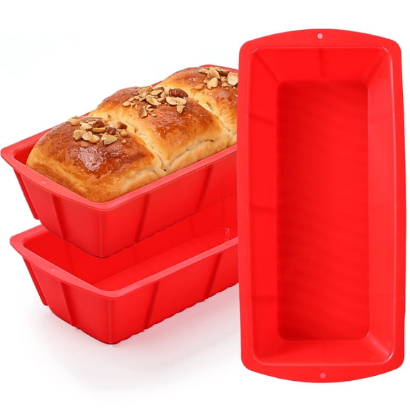 CAKETIME Silicone Bread and Loaf Pans (3 Pack) - Nonstick Silicone Baking Mold for Loaf, Bread
