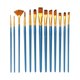 thumbnail image 1 of Paquete de 13 pinceles profesionales para artistas con mango de madera para pintura acrílica. Azul, 1 of 9