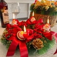thumbnail image 5 of POINTERTECK Christmas Advent Wreath Decoration Candles Holder Christmas Centerpiece Table Decorations Pine Cone Ribbon Candlestick, 5 of 5