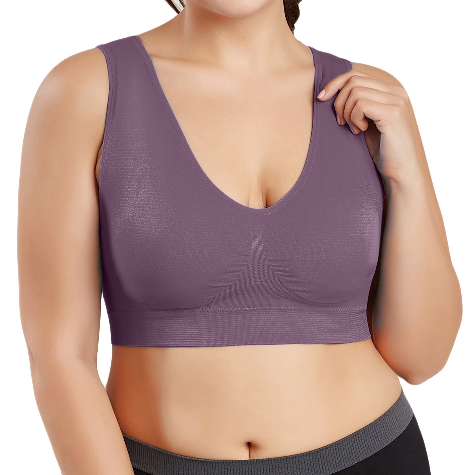 Seamless Knit Yoga Push Up Plunge Sports Bra In COFFEE