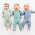 thumbnail image 4 of Newborn Infant Baby Solid Color Rompers Footless Pajamas Zipper Long Sleeve Sleeper Jumpsuits Size 0 M-3 M, 4 of 5