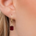 thumbnail image 3 of Gem Stone King 14K Yellow Gold Red Garnet Earrings for Women | 3.90 Cttw | Gemstone January Birthstone | Emerald Cut 8X6MM, 3 of 6