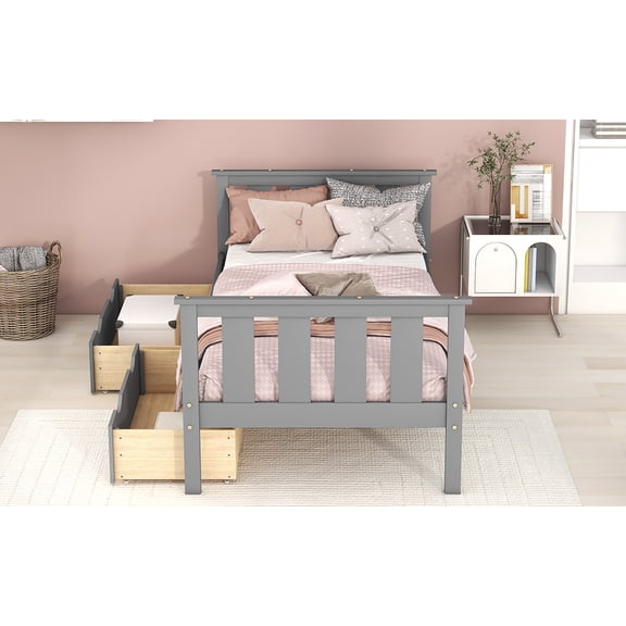 Sumdeal Platform Bed Wood Bed Frame with Storage Drawers,full size,twin size ,white,grey Espresso(6 specs in all)