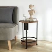 Urban Shop 2 Tier End Table with Outlet, Oak