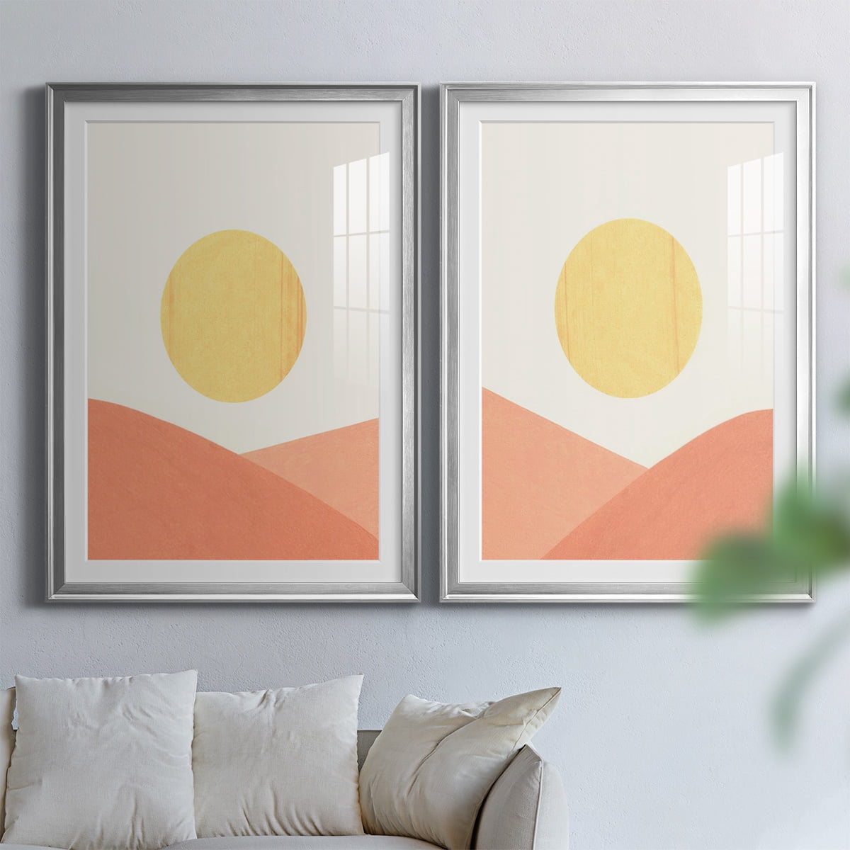 Wexford Home Simple Boho Sun I Premium Framed Print, 30.5" x 42.5" - Ready to Hang, Silver (Set of 2)