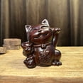 thumbnail image 1 of Wooden lucky cat figurine, solid wood carving, large size, perfect for opening gifts, shop countertops, or home living room decorations., 1 of 4