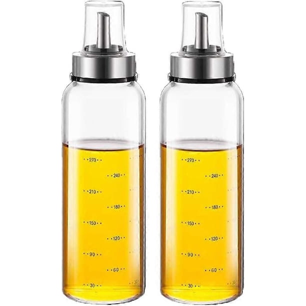 Oil and Vinegar Dispenser, Stainless Steel Cooking Oil and Vinegar Dispenser Bottle Set, Glass for Kitchen with Funnel and Pourer (ZZS-300ML)