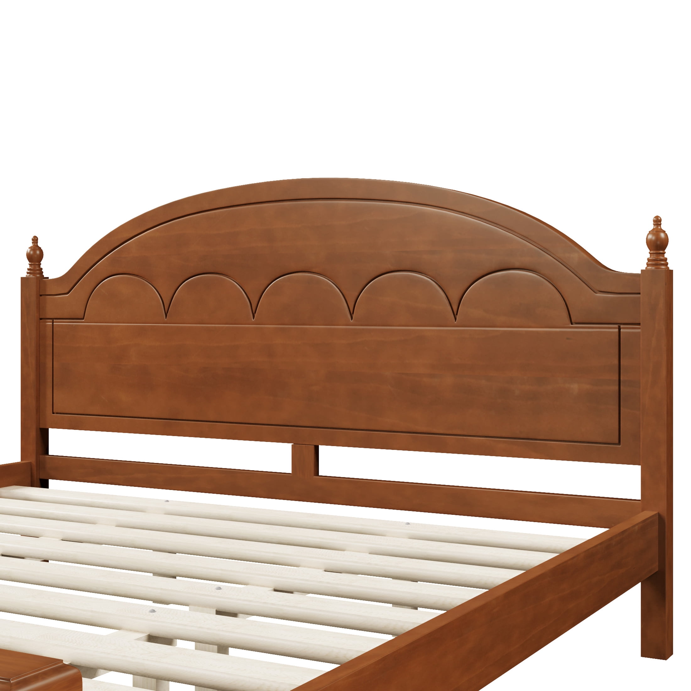 Noble House Alver King Size Wooden Bed Frame with Classic Arched Headboard, Modern Timeless Design, Oak