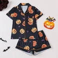 thumbnail image 2 of RMGVDSD Women's Pajama Sets Womens Halloween Pajamas Cute Printed Short Sleeve Button Down Tops And Shorts Sleepwear Set Pajamas Loungewear Comfy Casual Fall Jammies, 2 of 9