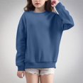 thumbnail image 2 of Elvqul Teen Girls Pullover Sweatshirt 10-12 Hoodie Crew Neck Loose Blue Oversize Long Sleeve Sweatshirt for Girls Solid Color, 2 of 5
