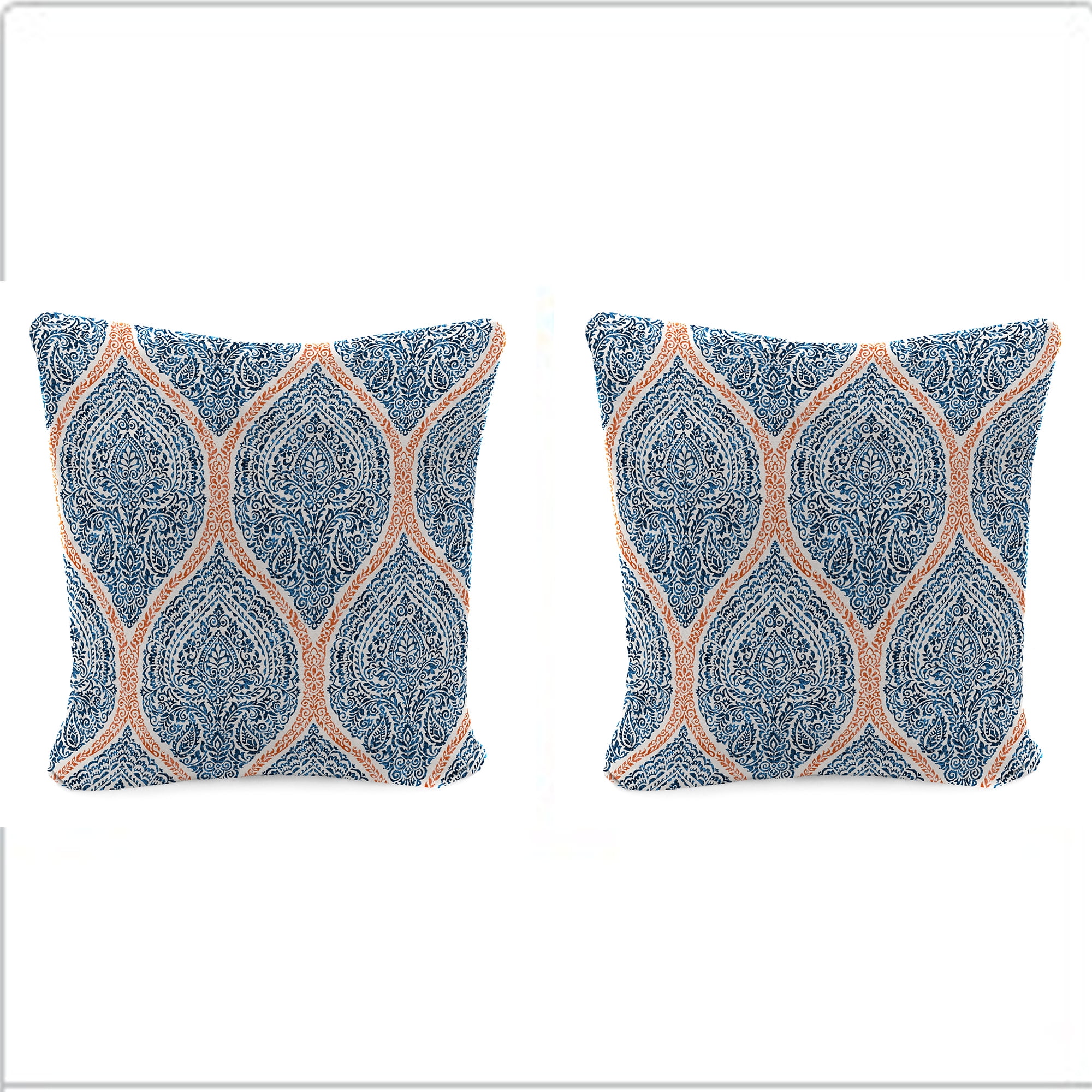 Jordan Manufacturing 20" x 20" Andorra Tiger Lily Navy Damask Square Outdoor Throw Pillow (2 Pack)