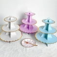 thumbnail image 4 of POINTERTECK 3 Tiers Cupcake Stand Bronzing Edge Disposable Paper Cake Dessert Pastry Holder Display Rack Tower Baby Shower Birthday Graduation Wedding Party Supplies White One Size, 4 of 13
