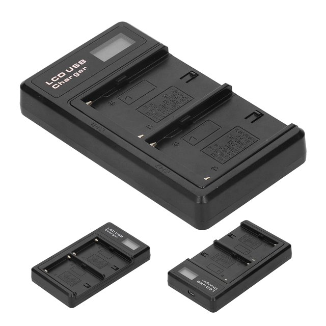 LHCER LCD Écran d'Affichage Lithium Batterie Double Charge Chargeur USB Charge Base pour Npf550, Batterie Lithium Chargeur Double Charge, Chargeur de Batterie