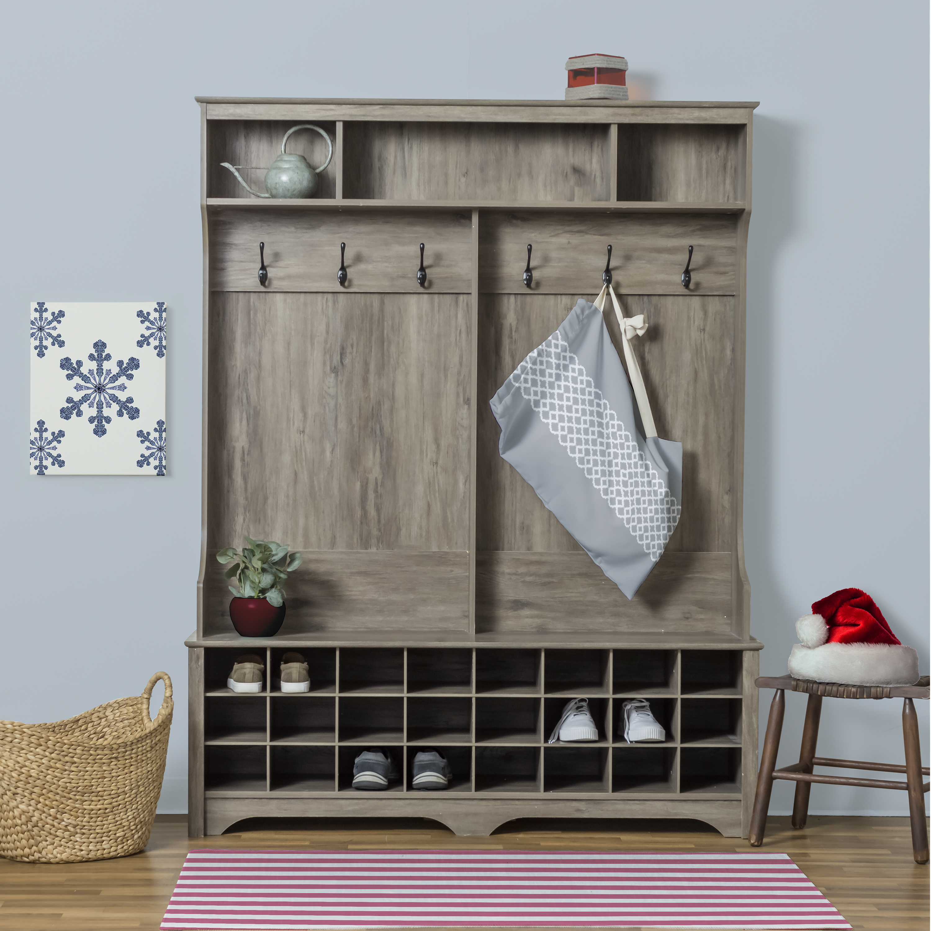 Simply Daisy Geometric 18 x 29 in Grey Laundry Bag