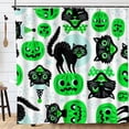 thumbnail image 2 of Funny Halloween Shower Curtain Moon Time Black Cats Orange Ghost Witch Pumpkins Shower Curtains Cartoon Bathroom Decor 72"x72", 2 of 7