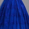 thumbnail image 5 of Girls Dress Floral Embroidered Lace Sleeveless Tulle Wedding Bridesmaid Birthday Formal Party Long Tutu Dresses Kids Princess Evening Prom Ball Gown Blue 7-8Years, 5 of 7