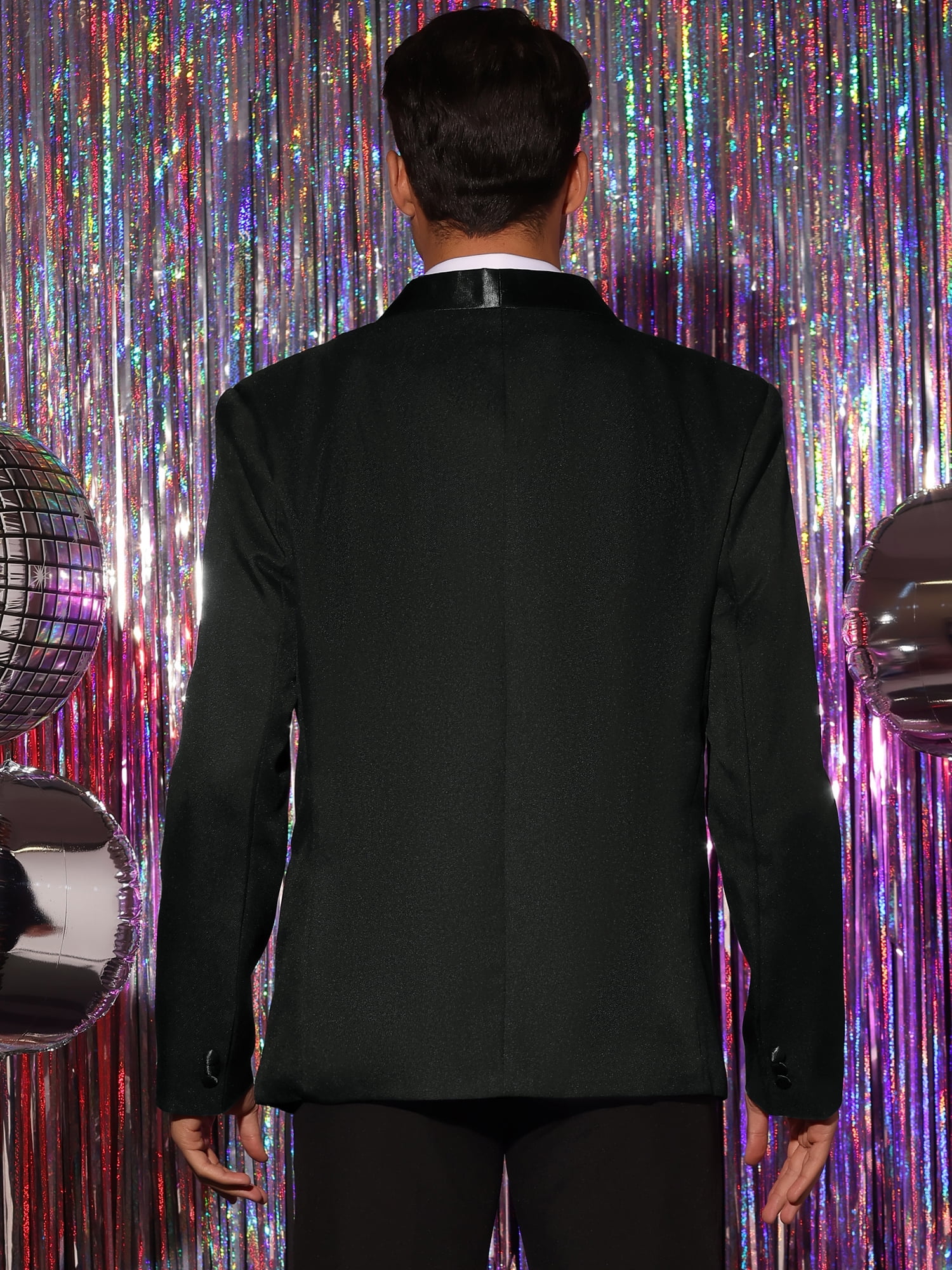 Unique Bargains Men's Wedding One Button Shawl Collar Formal Prom Sports Coats Blazers S Black