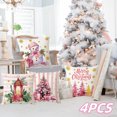thumbnail image 4 of Costeam 4PCS Christmas Pillow Covers 18x18 Pinks Santa Snowman Merry Christmas Tree Winter Decorative Throw Cushion Case For Sofa Couch Home, 4 of 6