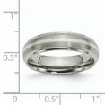 thumbnail image 2 of Titanium Ridged Edge Sterling Silver Inlay 6mm Brushed/Polished Band, 2 of 7