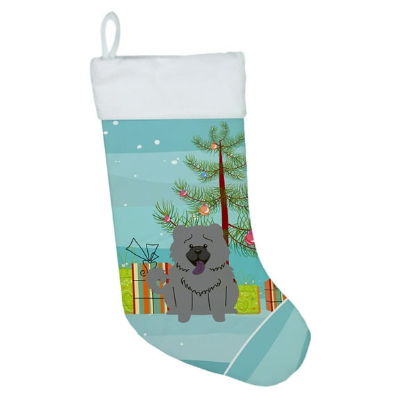 Carolines Treasures BB4264CS Merry Christmas Tree Chow Chow Blue Christmas Stocking  Large multicolor