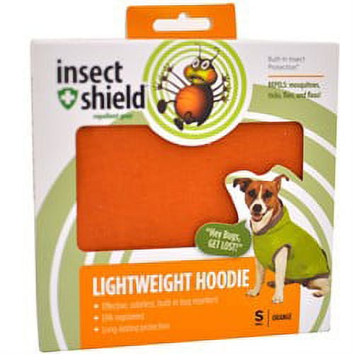 Insect Shield for Pets Lightweight Hoodie, Orange, Small