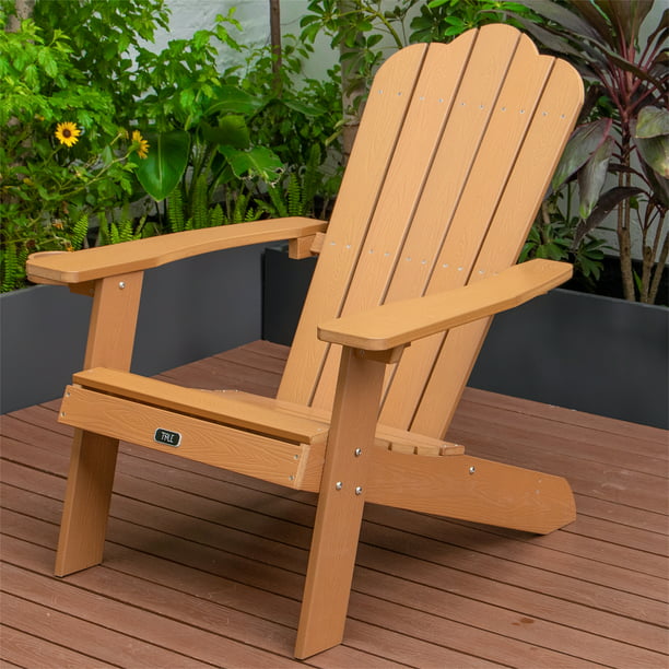 Adirondack Chair Patio Chairs With Cup Holder 5 Steps Easy Installation All Weather And Fade Resistant Plastic Wood Widely Used In Outdoor Fire Pit Deck Outside Garden Campfire Brown Com - Used Wood Patio Chairs