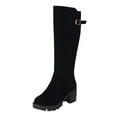 thumbnail image 2 of LSLJS Bottes Rondes à Fermeture Éclair Rétro Unies Chaudes pour Femmes High Heel, Bottes Hauteur Genou pour Femmes, Bottes pour Femmes, 2 of 6