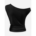 thumbnail image 5 of Women One Shoulder Ruched Crop Tank Tops Casual Off The Shoulder Twist Strap Summer Tanks Tops Going Out Crop Shirts, 5 of 5