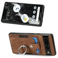 thumbnail image 2 of Compatible with Google Pixel 6, Classic Card Slots 360 Rotating Finger Ring Kickstand PU Leather + TPU Frame Magnetic Closure Back Case Cover for Google Pixel 6, Brown, 2 of 6