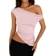 thumbnail image 1 of Remera PRETTYGARDEN 2025 Top Corto Fruncido de Un Hombro Rosa S, 1 of 8