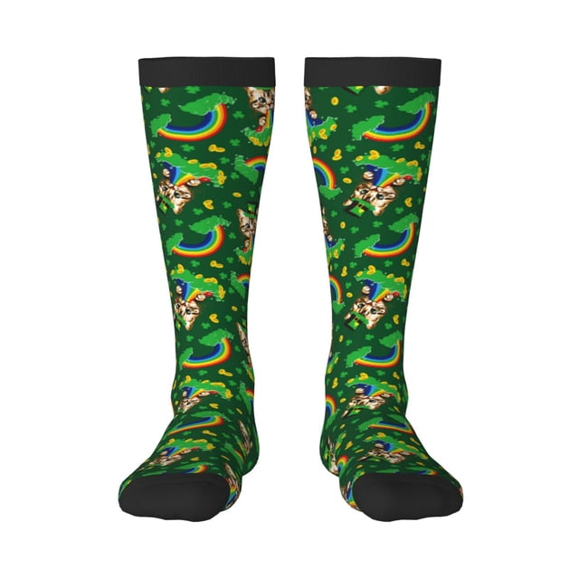 Balery Cat St Patrick's day Calcetines novedosos Calcetines deportivos Calcetines hasta la rodilla Calcetines de algodón Calcetines originales y geniales