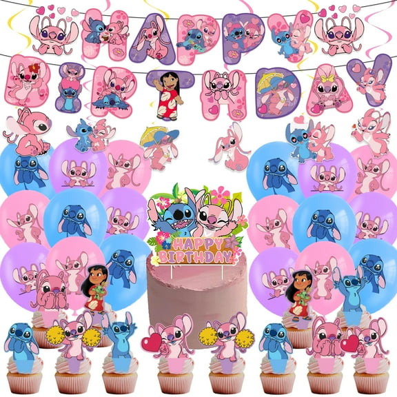 Stitch Birthday Party Supplies,Cartoons Theme Party Decoration Set