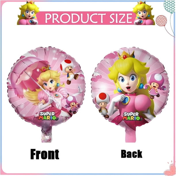 Globos de princesa Peach con temática de Mario rosa, globos decorativos para fiesta, globo de papel de aluminio de 32 pulgadas, figura de dibujos animados con números para cumpleaños