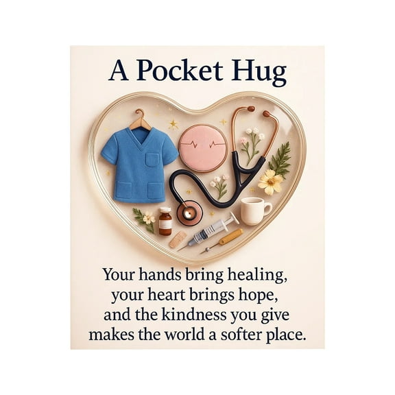 3.94Inch Pocket Hug Card for Doctors, Heart Shaped Pocket Hug Token Gifts, Hoilday Appreciation & Encouragement Gifts