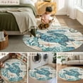 thumbnail image 6 of 5ft Round Rug, Teal Sea Turtle Coastal Non-Skid Rubber Backing Large Area Rugs - Living Room Bedroom Home Office, Summer Beach Nautical Starfish Retro Indoor Floor Mat Carpets Washable Rug, 6 of 9
