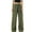 Olive Green, variant on MOJOGO Women's Long Pants High Waisted Drawstring Cargo Pants Loose Wide Leg Trouser Multi Pockets Workwear Pants Olive Green L