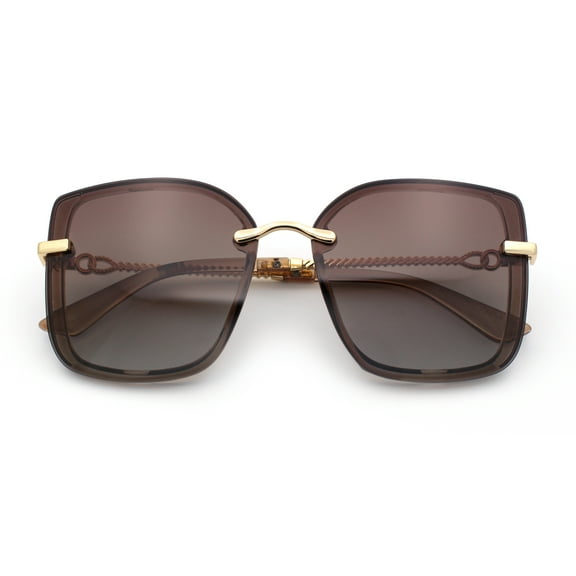 Polarized Womens 90s Glamour Butterfly Designer Sunglasses All Brown