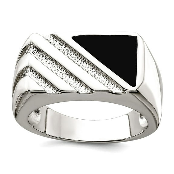 925 Sterling Silver Solid Polished Mens Simulated Onyx Ring Size 9 4.5mm Wide Ring for Men