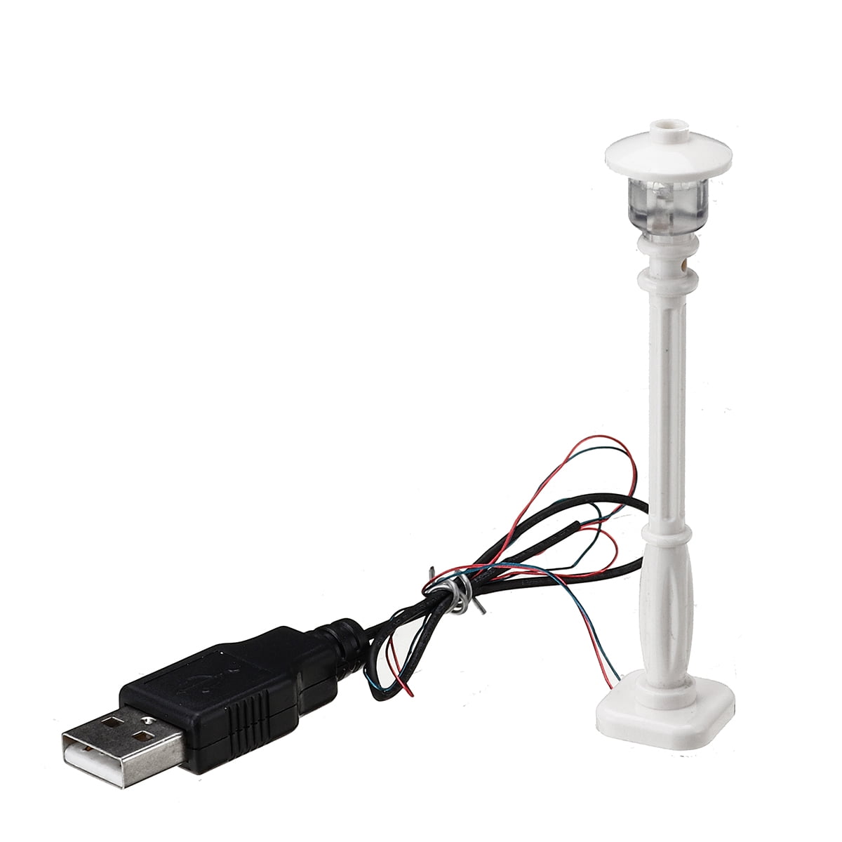 New 4 White Lamp Post led street light for lego usb connected 4 posts 