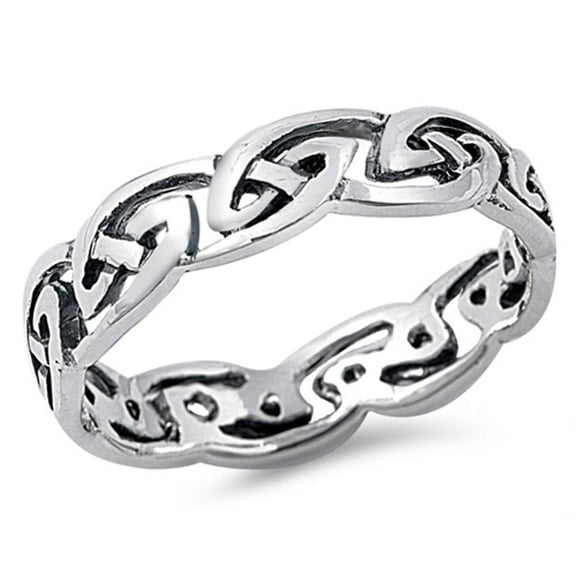 Celtic Endless Eternity Knot Wicca Ring .925 Sterling Silver Band Jewelry Female Male Unisex Size 7