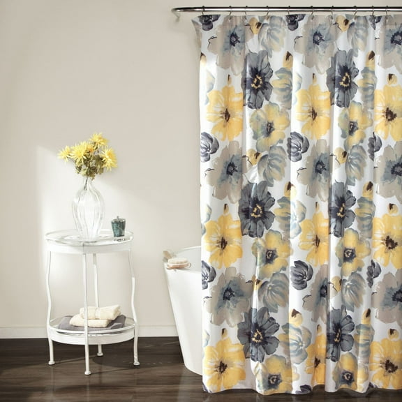 Lush Decor Leah Floral Polyester Shower Curtain, 72x72