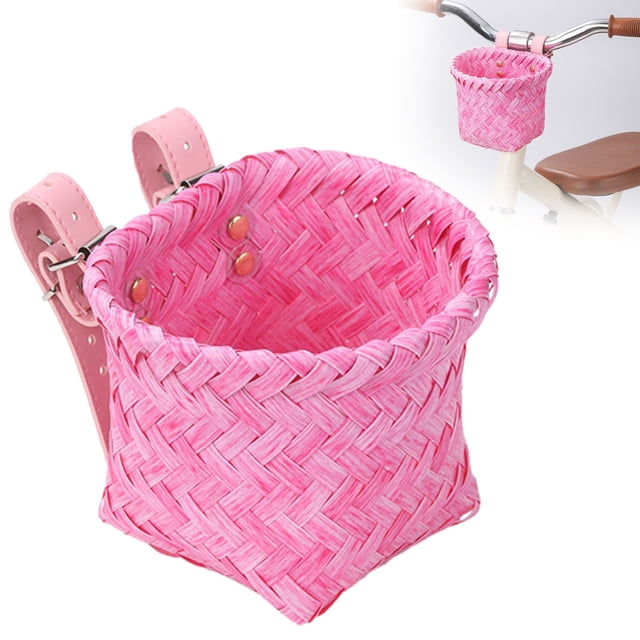Kids Basket Handwoven Rattan Cycle Basket for Kids Handlebar Front Storage Baskets Cycling Pocket for Outdoor Daily Commute 15X12X12Cm,A Bicycle Basket