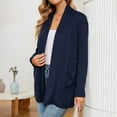 thumbnail image 3 of WTOBBY Women's Solid Color Long Sleeve Cardigan Sweater Coat Top Casual Open Front Cover Up With Pockets Lightweight Knit Spring Fall,Navy S, 3 of 5