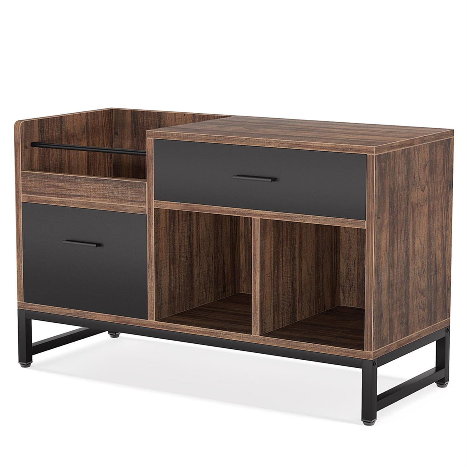 Demi Bonn 2-Drawer File Cabinet, 39" Wood Filing Cabinet for Home Office, Printer Stand, for A4, Letter-Size Documents, Storage Cabinet for Home Office, Brown