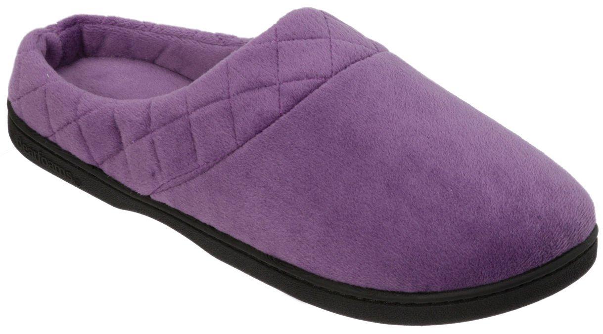 dearfoams women's quilted fleece clog memory foam slipper