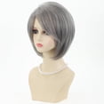 thumbnail image 3 of Layered Bob Short Gray Wigs for Women Mixed Gray Cute Straight Pixie Bob Wig Synthetic Haircuts Grey Side Part Inverted Bob Wig Natural, 3 of 6