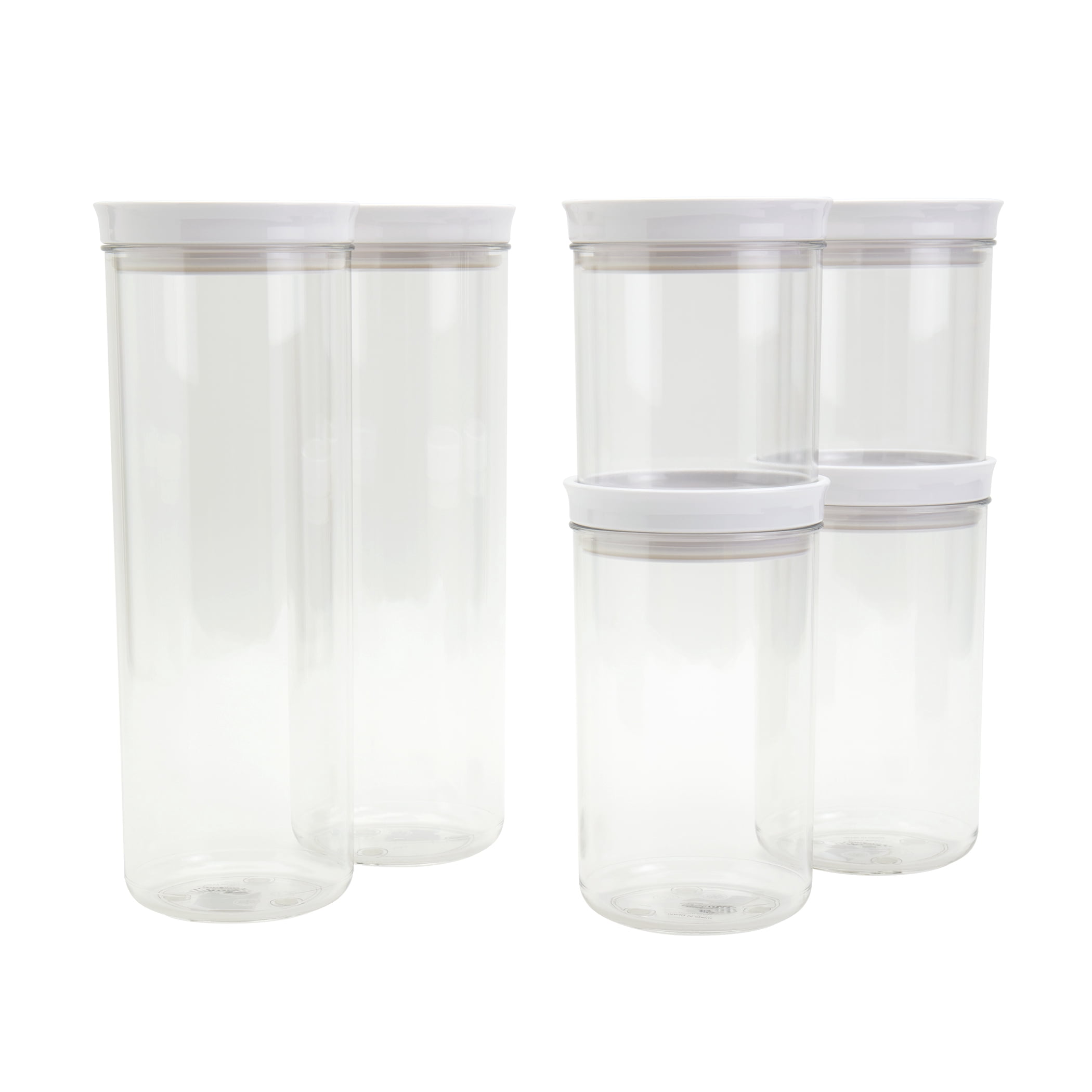 Mason Craft & More 6 Piece Clear Plastic Tall Food Storage Canisters Containers Set Airtight Dishwasher Safe, 18 oz. / 29 oz. / 51 oz.